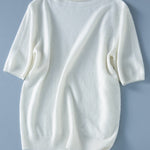 Simple Solid Color Round-Neck Short Sleeves Sweater