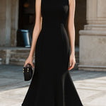 Sleeveless Sculpted Midi Dress With Flared Hem