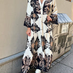 Gracie Paisley Print Button Up Bell Sleeve A-line Maxi Dress