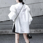 Vintage Layered Puff Sleeve Long Shirt