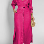 Waist long sleeve irregular shirt dress