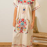 BEIGE HANDMADE MEXICAN DRESS
