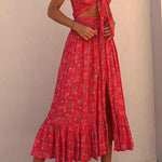 Chest bow floral dress