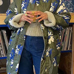 Casual Floral Contrast O Neck Outerwear