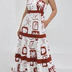 Elegant Ruffled With Floral Print Maxi Dress