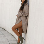 Urban Long Sleeves High-Low Solid Color Lapel Collar Blouses