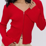 V-neck Knitted Cardigan Slim Sweater
