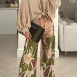 Casual home loose personality floral wide-leg pants