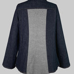 Long Sleeves Loose Contrast Color Split-Joint Deep V-Neck Jackets Outerwear
