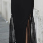 Elegant Sleeveless Mermaid Midi Dress With Sheer Mesh Illumination And Pleated Hem