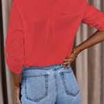 Casual Long Sleeves Loose Buttoned Solid Color Lapel Collar Blouses&Shirts Tops