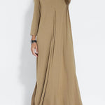Women Casual V Neck Solid Color Maxi Dress