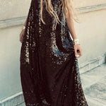 Twas The Night Sequin Round Neck Sleeveless Drape Loose Maxi Dress