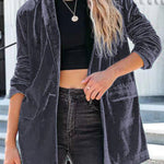 women's casual gold velvet suit jacket
