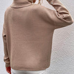 Casual Loose Solid Color High-Neck Long Sleeves Knitwear