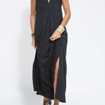 Elegant Is Eternal Knit Solid Color Sleeveless Slit Maxi Dress