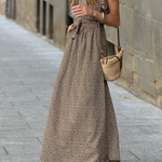 V-neck Ruffled Short-sleeved Waist Floral Long Dress