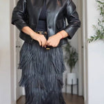 Faux-leather jacket with pockets