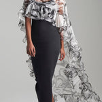 High-Low Loose Floral Flower Print Pleated See-Through Split-Joint Sun Protection Stand Collar Blouses&Shirts Tops