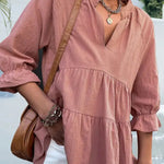 V-neck Casual Loose Solid Color Long-sleeved Blouse