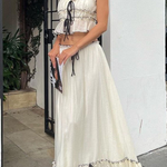 Sexy Suspender Strap Top and Elastic Waist Elegant Skirt Set