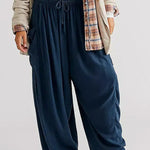 Cotton And Linen High-waist Pleated Wide Leg Casual Trousers