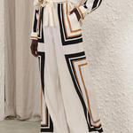 Loose Wide Leg Plaid Striped Tied Waist Casual Pants Bottoms Trousers