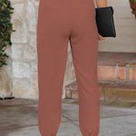 High Waist Lace-Up Pencil Cuff Pants