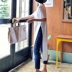 Casual Simple Split-Side Designed Long T-Shirt