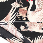 Original Crane Printed Buttoned Stand Collar Half Sleeves Blouse