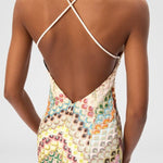 Missoni Summer Knit Colorful Herringbone Print Open Beck Maxi Dress