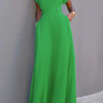 Flying Sleeves Solid Color Split-Joint V-Neck Evening Dresses Maxi Dresses