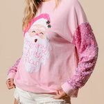 Christmas Casual Loose Round Neck Sequined Sleeve Sweatshirt