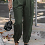 High Waist Lace-Up Pencil Cuff Pants