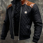 Patryk | Black Puffer Jacket Featuring Leather Shoulder Accents