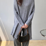 Original Irregular 5 Colors Split-Side Round-Neck Long Sleeves Sweater Top