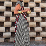 Fresh Breeze Ethnic Unique Print Ruffle Sleeve A-line Maxi Dress
