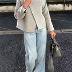 Minimalism and Structure Faux Wool Lapel Long Sleeve Loose Jacket
