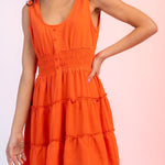 Fashion U-neck elastic waist sleeveless mini skirt