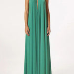 Sleeveless Solid Color Deep V-Neck Maxi Dresses