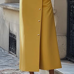 Long Sleeves Loose Buttoned Pockets Solid Color Split-Joint Stand Collar Maxi Dresses