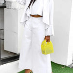 High-Low Loose Pleated Solid Color Split-Joint Round-Neck Blouses&Shirts Tops