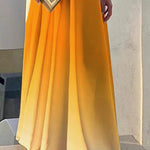 Loose Gradient Split-Joint One-Shoulder Maxi Dresses