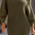 Olive Green Asymmetric Off-the-Shoulder Sweater
