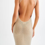 Midnight Fantasy Sequin Mesh Shoulder Strap Open Back Stretch Maxi Dress