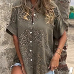 Botanical Print Casual Short-sleeved Loose Shirt