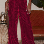 Gold velvet draped wide-leg pants, loose casual pants
