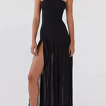 Eden Patchwork Semi-sheer Chiffon Strapless Maxi Dress