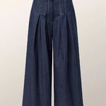 High Waisted Loose Pleated Split-Joint Jean Pants Bottoms