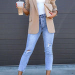 Stylish Loose Multicolor Slit Blazer